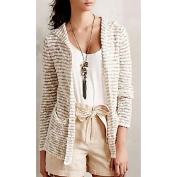 MOTH Anthropologie Striped Knit Hooded Open Front Cardigan Size XS - Picture 7 of 7